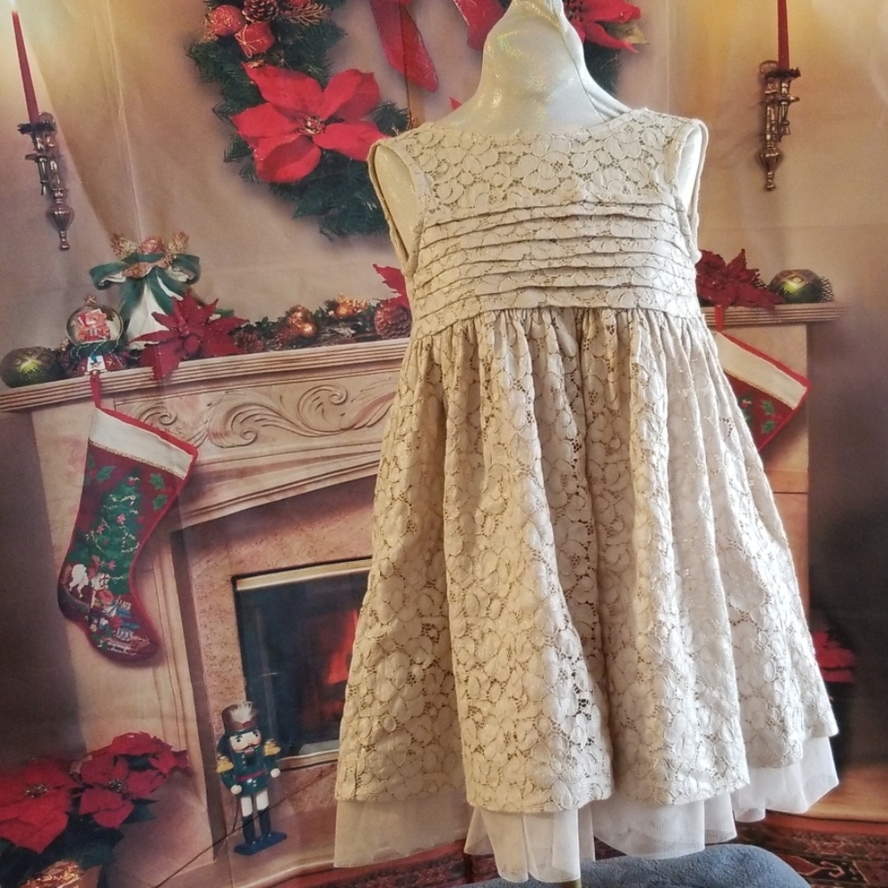 Size 2T BabyGap Gold Ruffle Holiday Dress